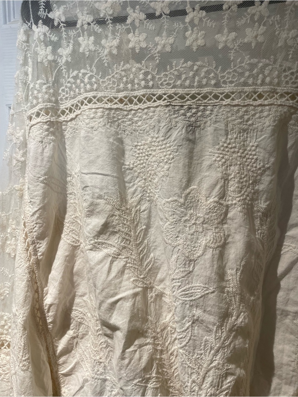 Lane Bryant Cream Lace-Trim Peasant 100% Cotton Top Size 22/24 - Picture 8 of 8